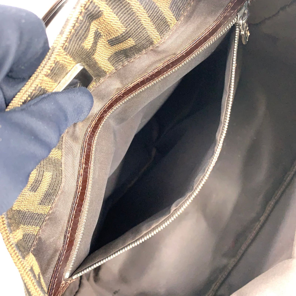 Fendi Zucca Leather Canvas Brown Tote Bag Silver — view 6