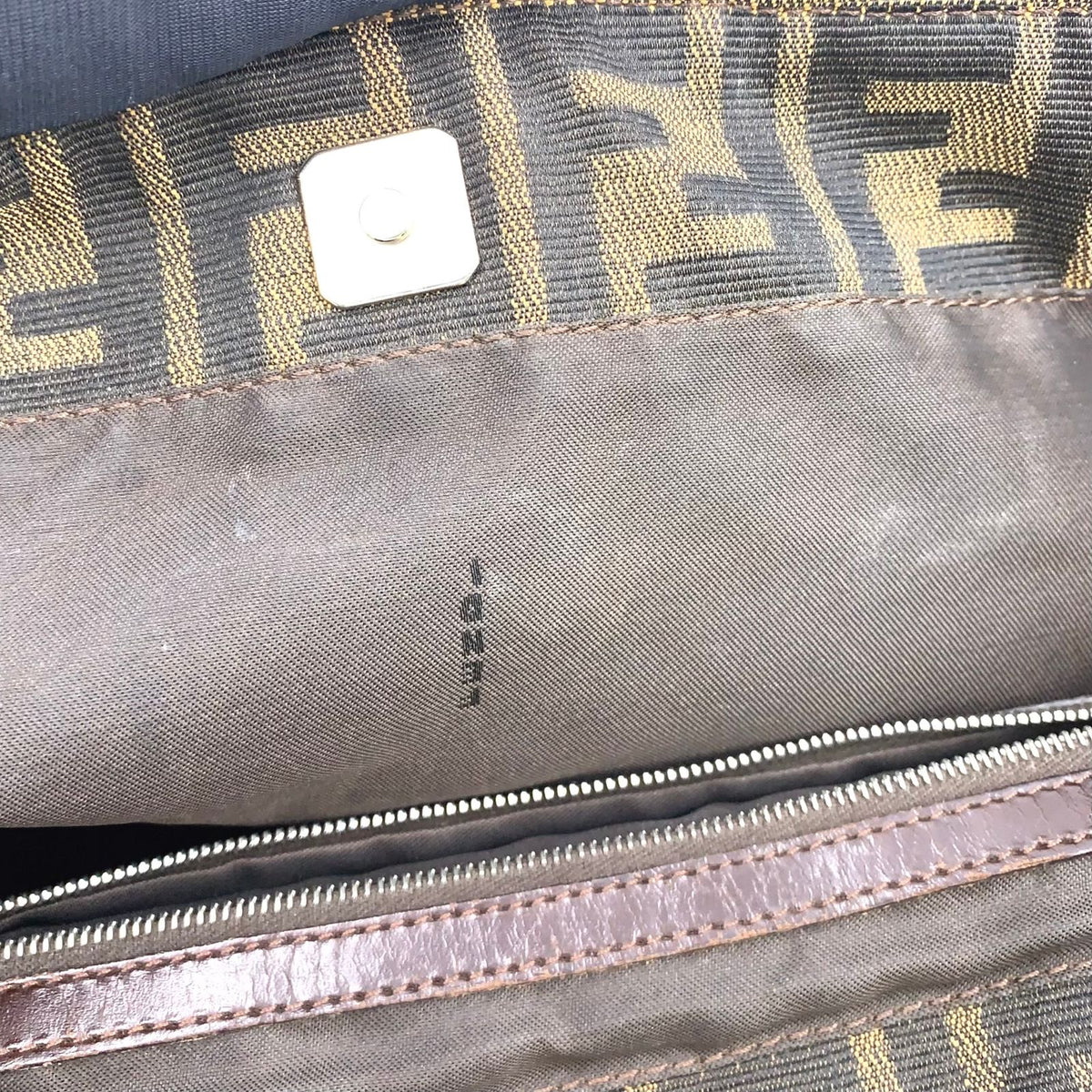 Fendi Zucca Leather Canvas Brown Tote Bag Silver — view 5