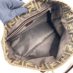 Fendi Zucca Leather Canvas Brown Tote Bag Silver — view 3