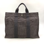 Hermes Herline MM Canvas Gray Tote Bag Silver
