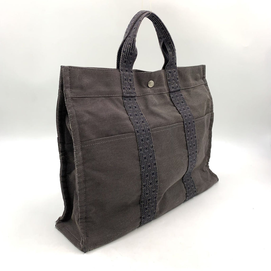Hermes Herline MM Canvas Gray Tote Bag Silver — view 2