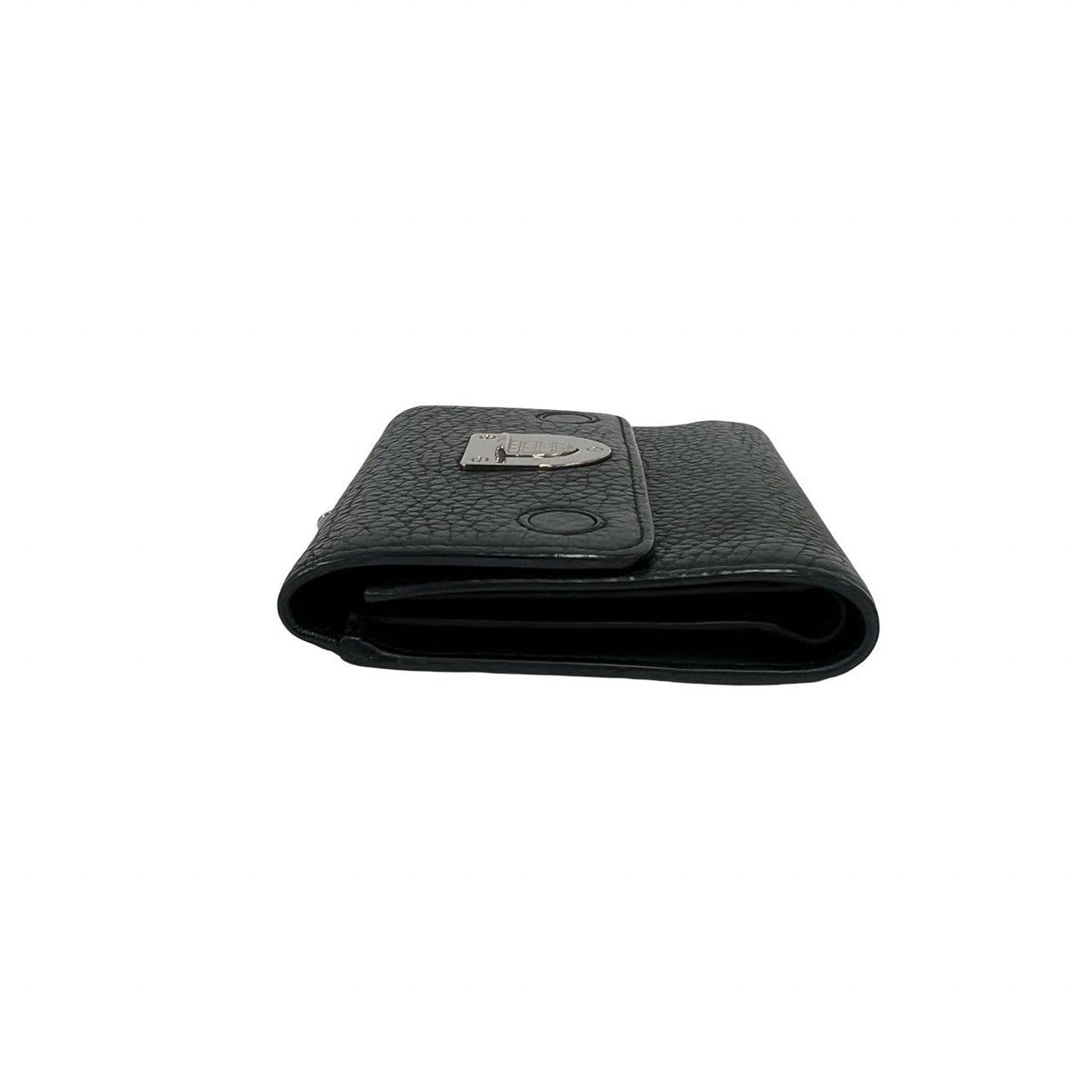 Dior Logo Leather Trifold Wallet Mini Card Case Black — view 4