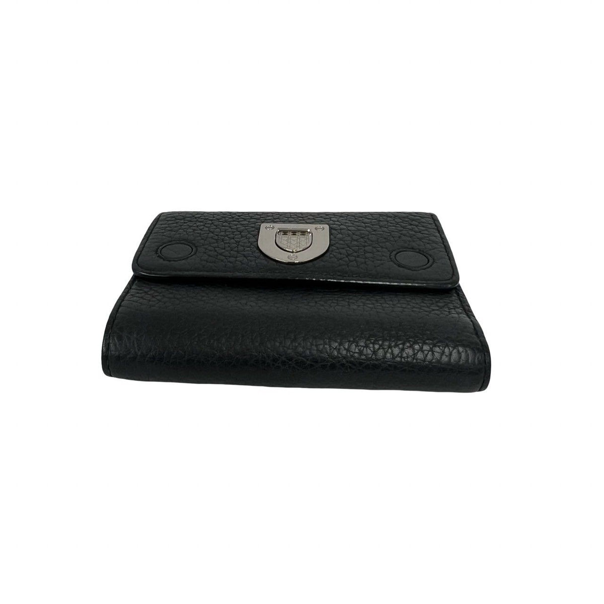 Dior Logo Leather Trifold Wallet Mini Card Case Black — view 6