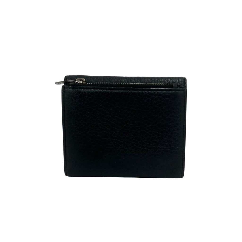 Dior Logo Leather Trifold Wallet Mini Card Case Black — view 2