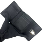 Dior Logo Leather Trifold Wallet Mini Card Case Black — view 7