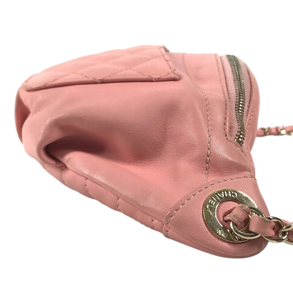 Chanel Belt Bag CC Logo Chain Bag Waist Pouch Leather Pink — view 3