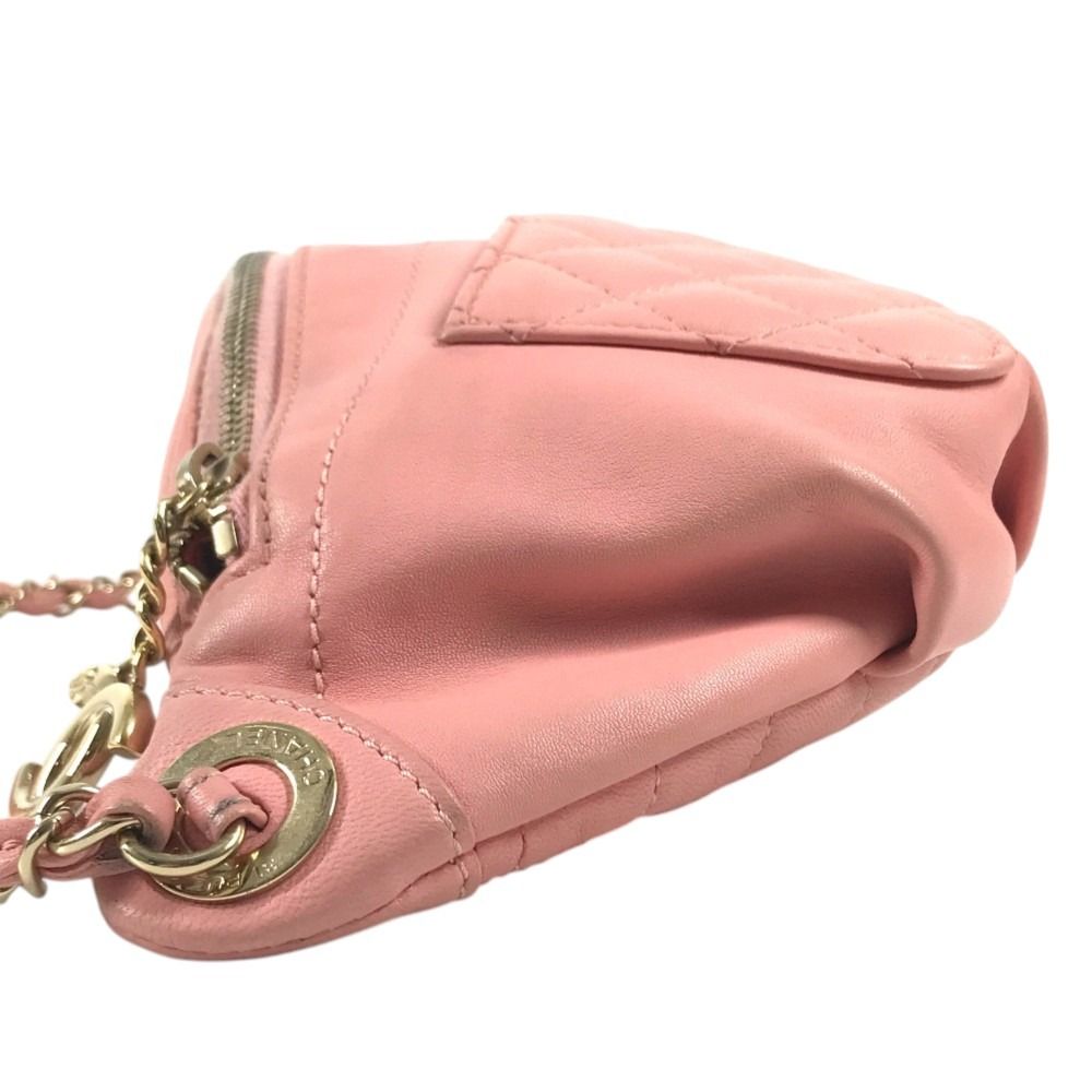 Chanel Belt Bag CC Logo Chain Bag Waist Pouch Leather Pink — view 4