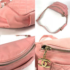 Chanel Belt Bag CC Logo Chain Bag Waist Pouch Leather Pink — view 7