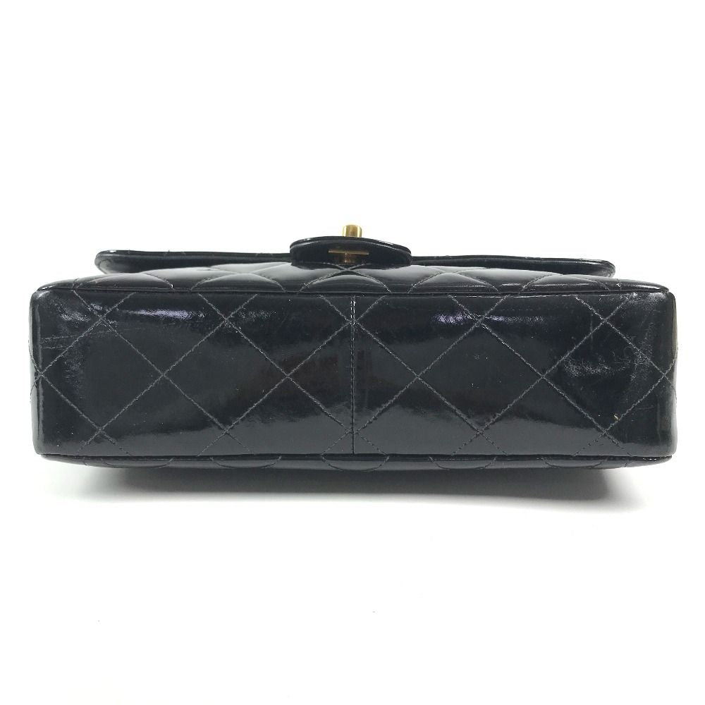 Chanel Shoulder Bag Quilted CC Logo Vintage Patent Leather Black — view 5