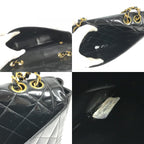 Chanel Shoulder Bag Quilted CC Logo Vintage Patent Leather Black — view 8