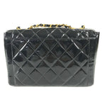 Chanel Shoulder Bag Quilted CC Logo Vintage Patent Leather Black — view 2