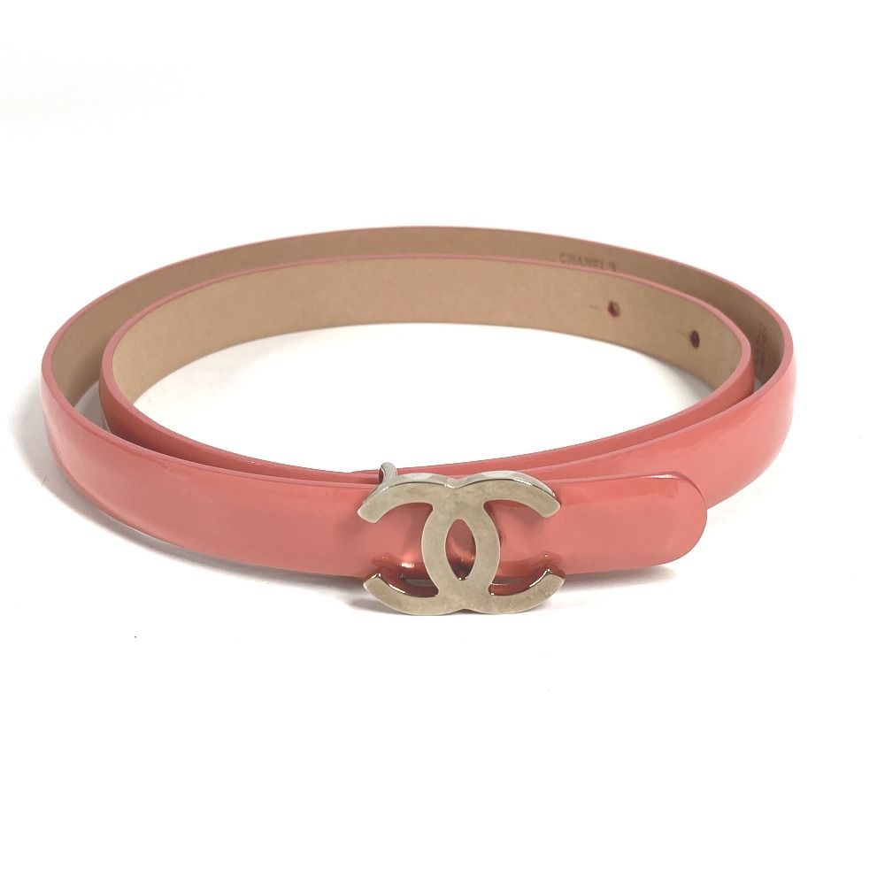 Chanel Belt CC Logo Patent Leather Pink