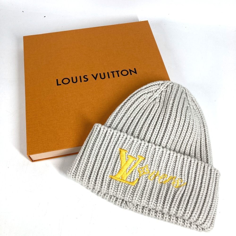 Louis Vuitton Knit Hat Beanie LV Birds LV Logo Wool Light Gray — view 8