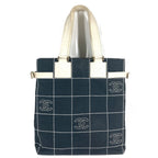 Chanel Shoulder Bag CC Logo Canvas Gray