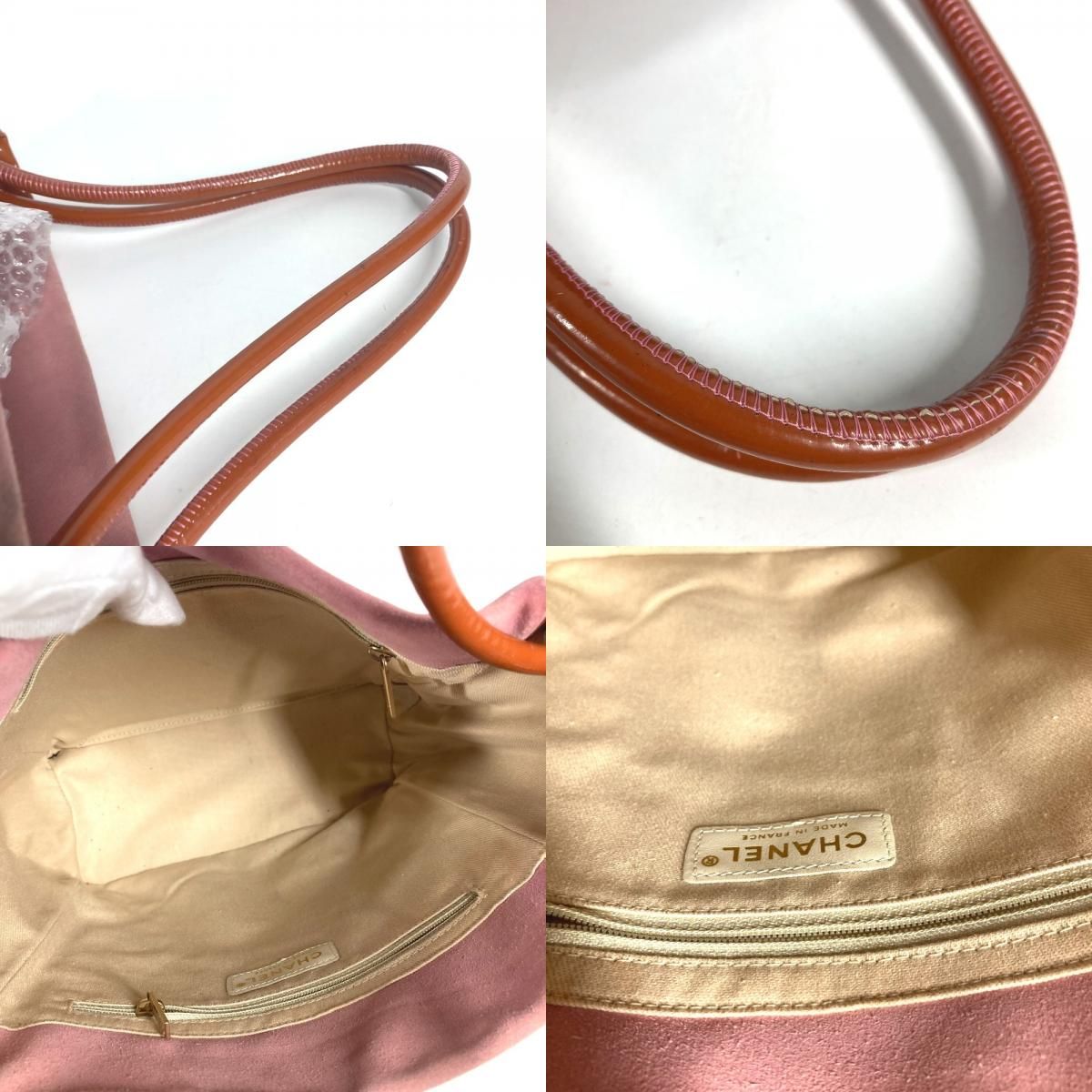 Chanel Shoulder Bag CC Logo Camellia Suede Pink — view 8