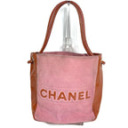Chanel Shoulder Bag CC Logo Camellia Suede Pink — view 2