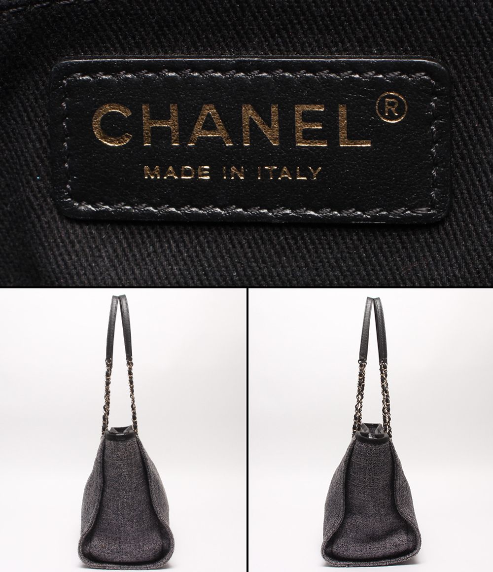 Chanel Chain Tote Shoulder Bag Gold Deuville MM — view 4