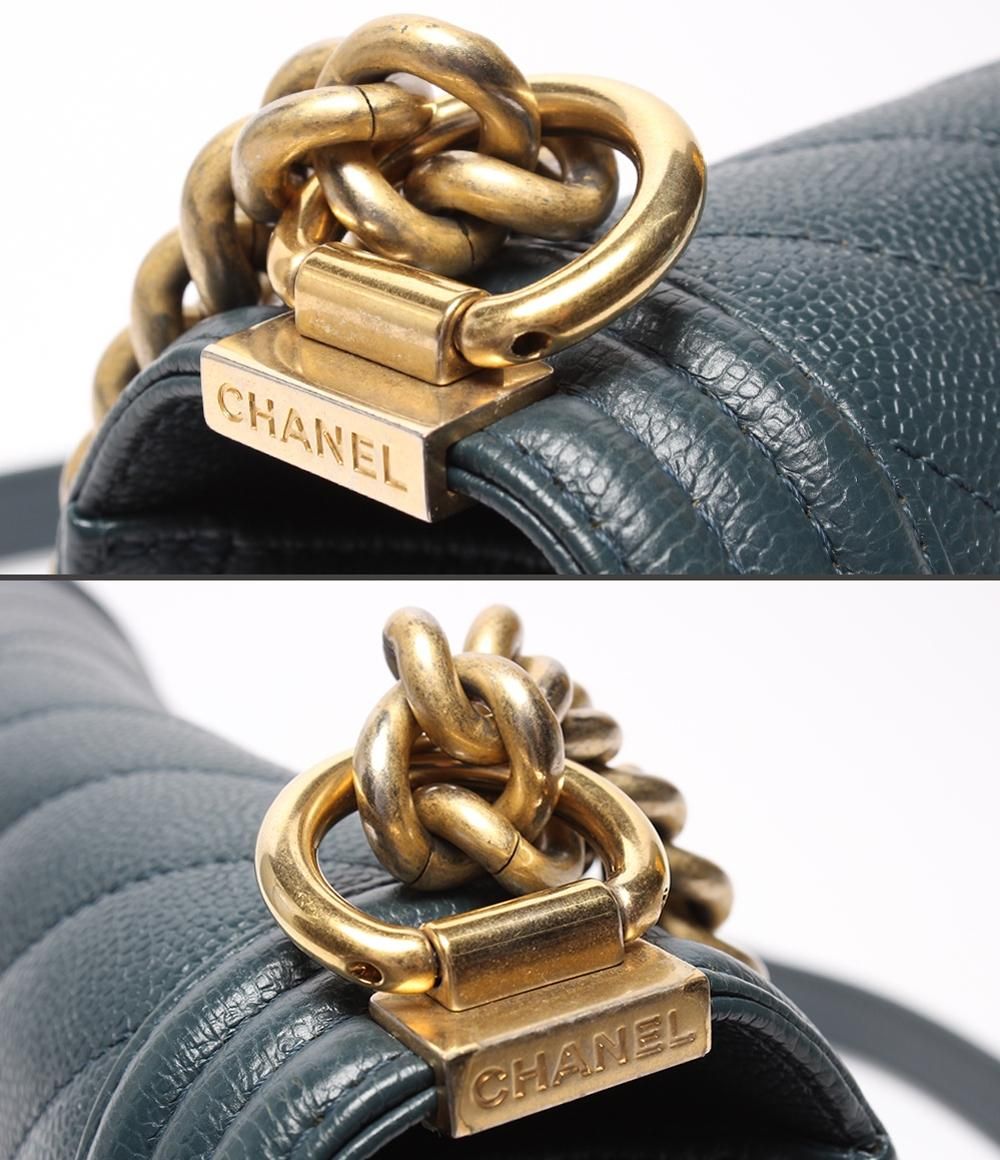 Chanel Chain Shoulder Bag Boy 25 Gold V-stitch Caviar Leather — view 7