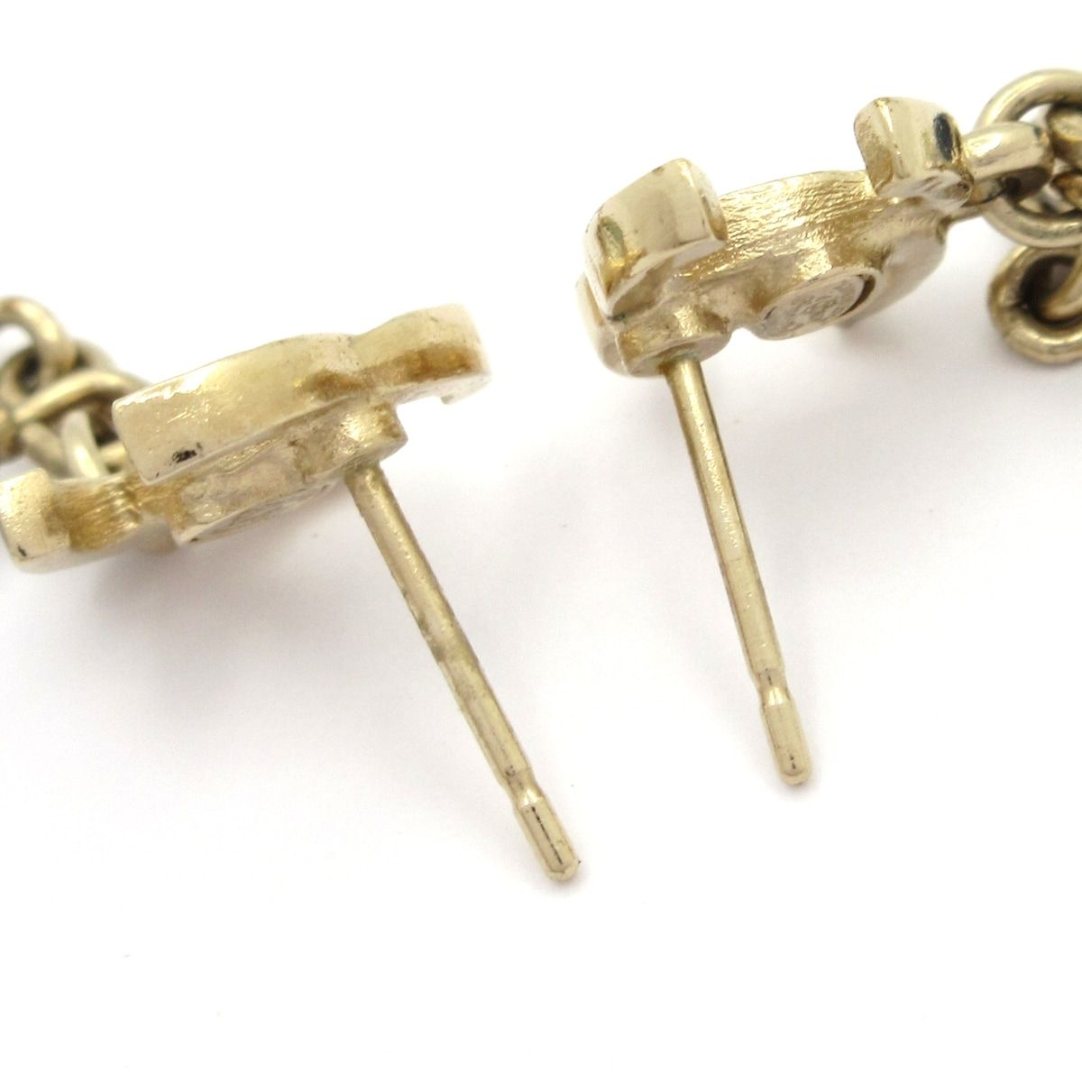 Chanel Earrings Gold Light Green Multi Star CC Logo — view 4