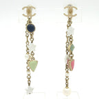 Chanel Earrings Gold Light Green Multi Star CC Logo