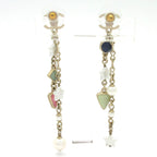 Chanel Earrings Gold Light Green Multi Star CC Logo — view 3