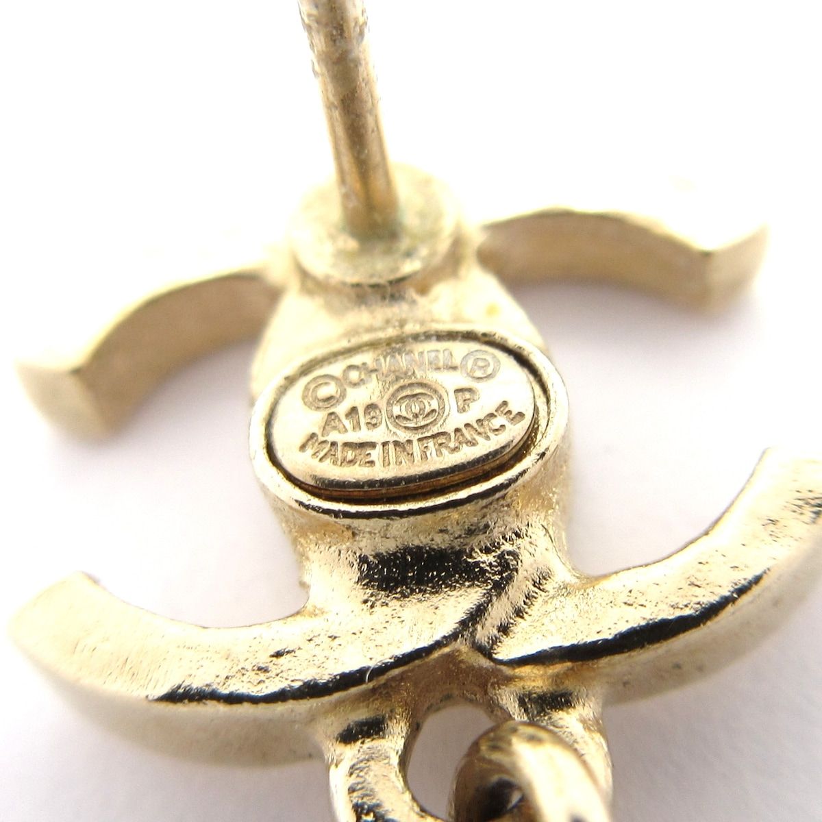 Chanel Earrings Gold Light Green Multi Star CC Logo — view 5