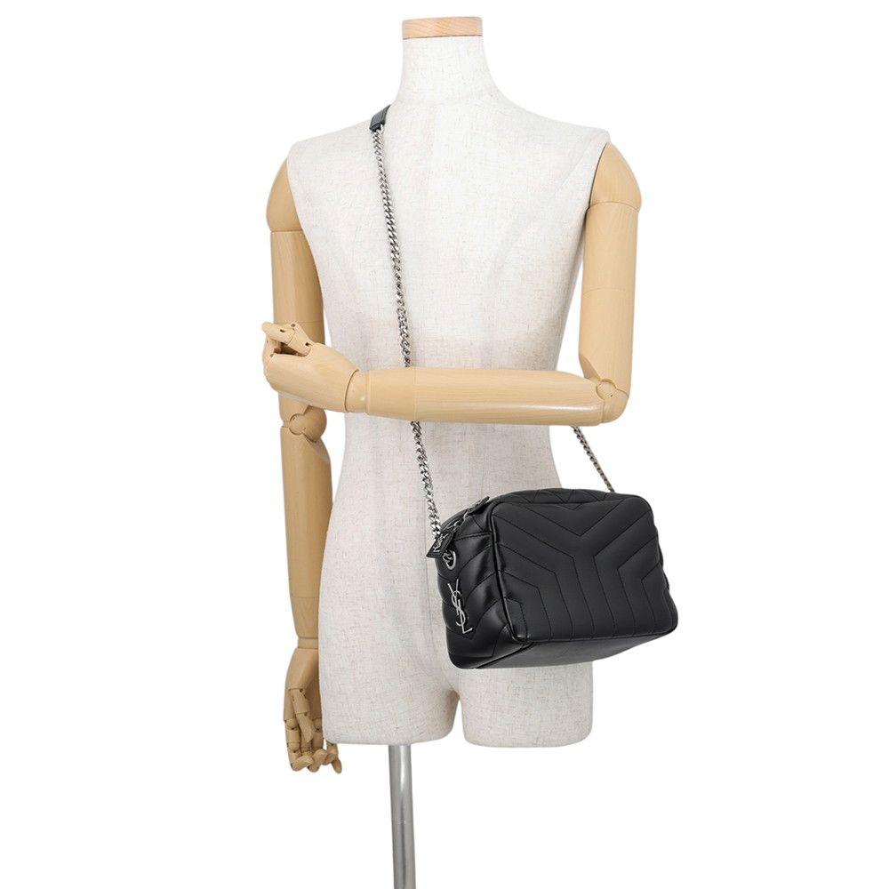 Saint Laurent Paris Chain Shoulder Bag Matelasse Loulou Small Leather Black — view 4