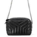 Saint Laurent Paris Chain Shoulder Bag Matelasse Loulou Small Leather Black