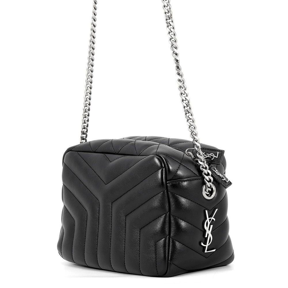 Saint Laurent Paris Chain Shoulder Bag Matelasse Loulou Small Leather Black — view 2
