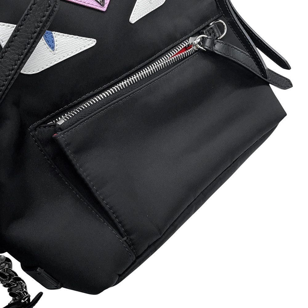 Fendi Backpack Bugs Monster Leather Nylon Black — view 7