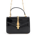 Gucci Handbag Sylvie 1969 Top Handle Patent 2-Way Shoulder Black
