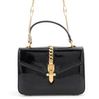 Gucci Handbag Sylvie 1969 Top Handle Patent 2-Way Shoulder Black