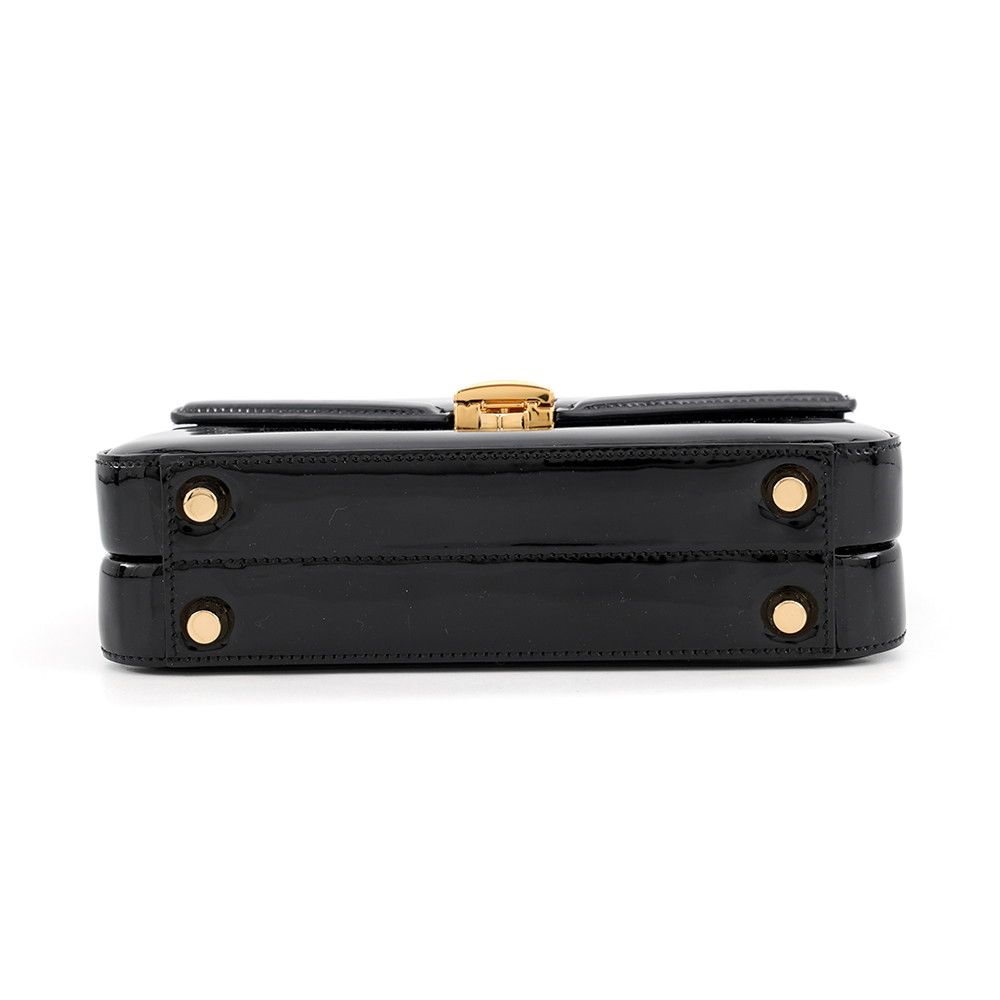 Gucci Handbag Sylvie 1969 Top Handle Patent 2-Way Shoulder Black — view 3