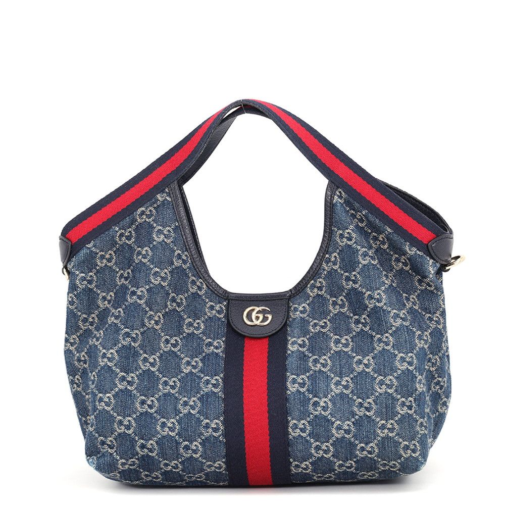 Gucci Tote Bag Giglio GG Denim Small Sherry Line