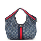 Gucci Tote Bag Giglio GG Denim Small Sherry Line