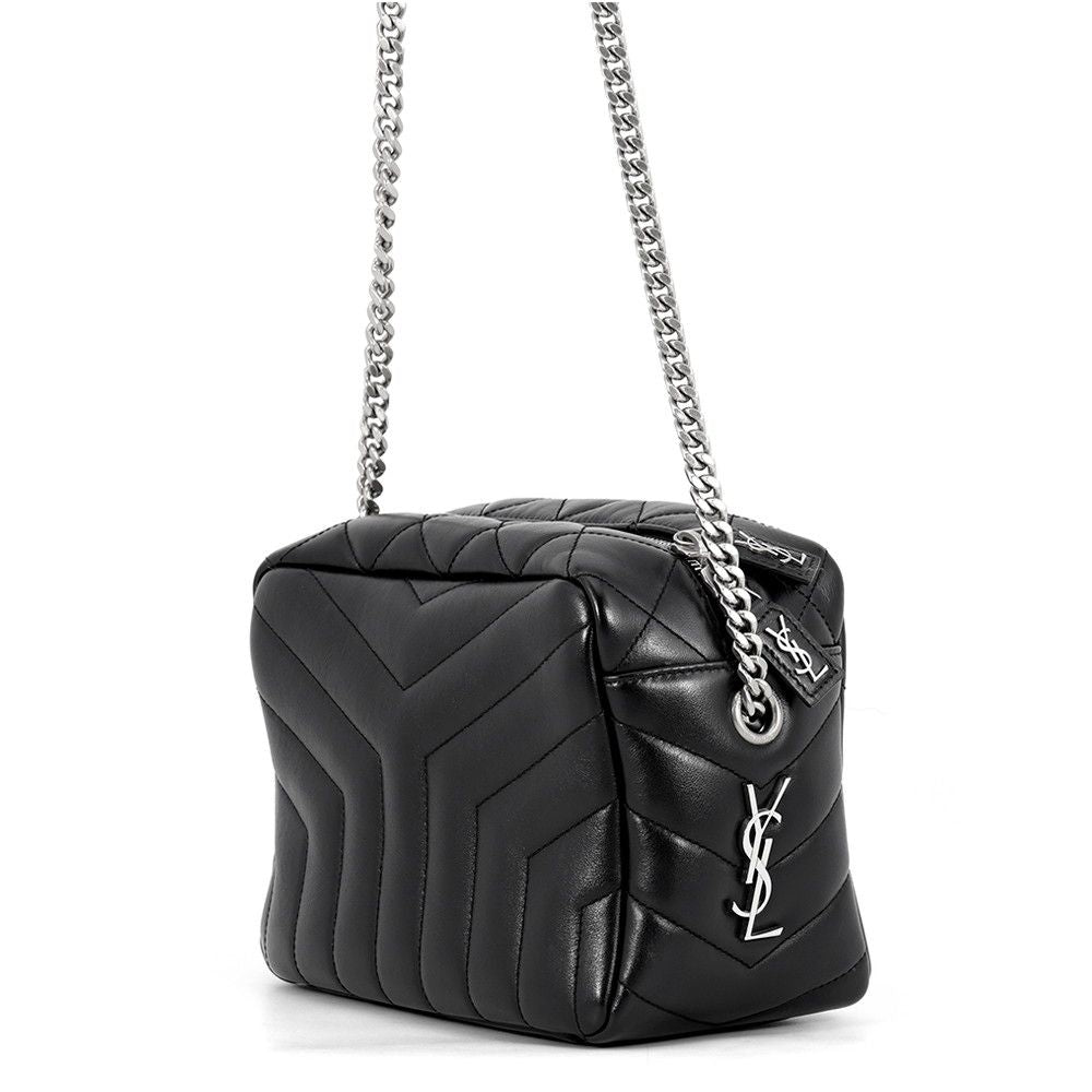 Saint Laurent Paris Chain Shoulder Bag Matelasse Loulou Small Leather Black — view 2