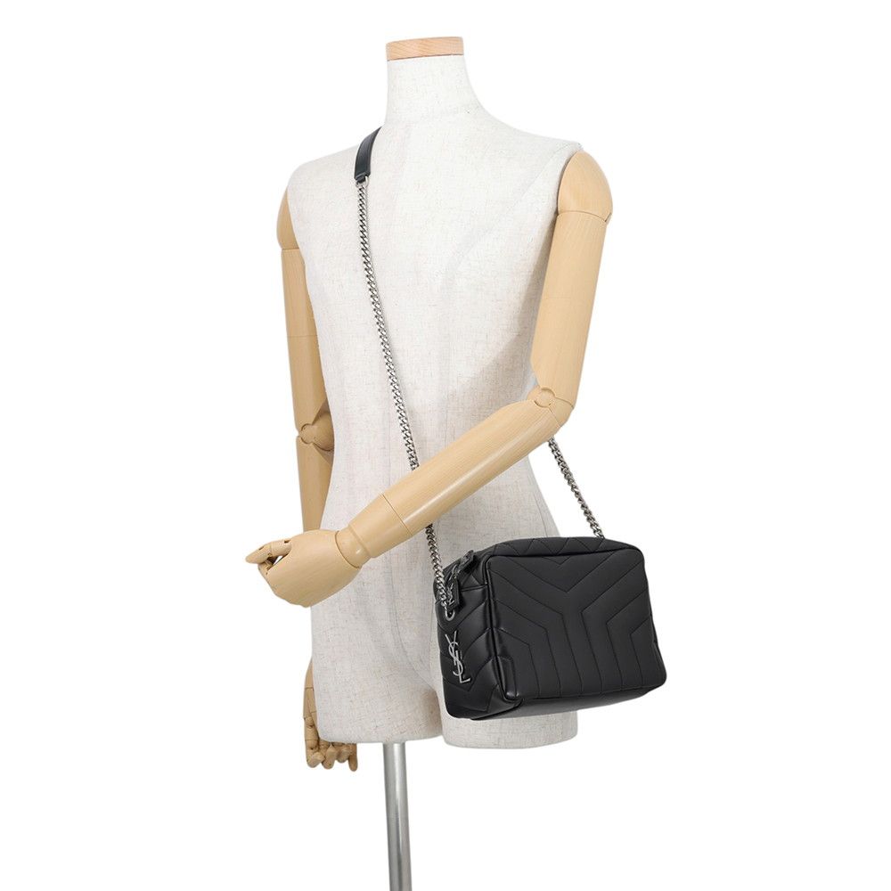 Saint Laurent Paris Chain Shoulder Bag Matelasse Loulou Small Leather Black — view 4