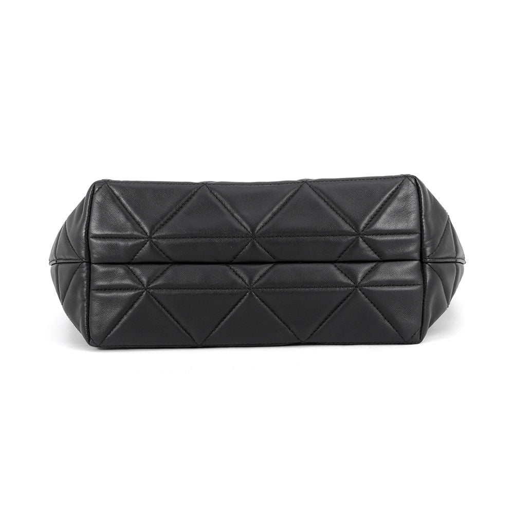 Prada Chain Shoulder Bag Nappa Stitch Logo Leather Black — view 3