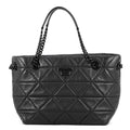 Prada Chain Shoulder Bag Nappa Stitch Logo Leather Black