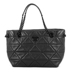 Prada Chain Shoulder Bag Nappa Stitch Logo Leather Black