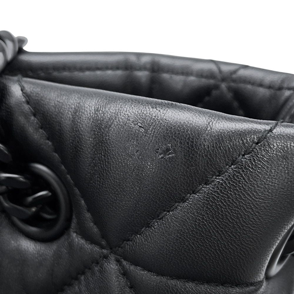 Prada Chain Shoulder Bag Nappa Stitch Logo Leather Black — view 8