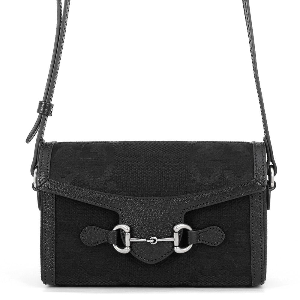 Gucci Shoulder Bag Horsebit 1955 Jumbo GG Black