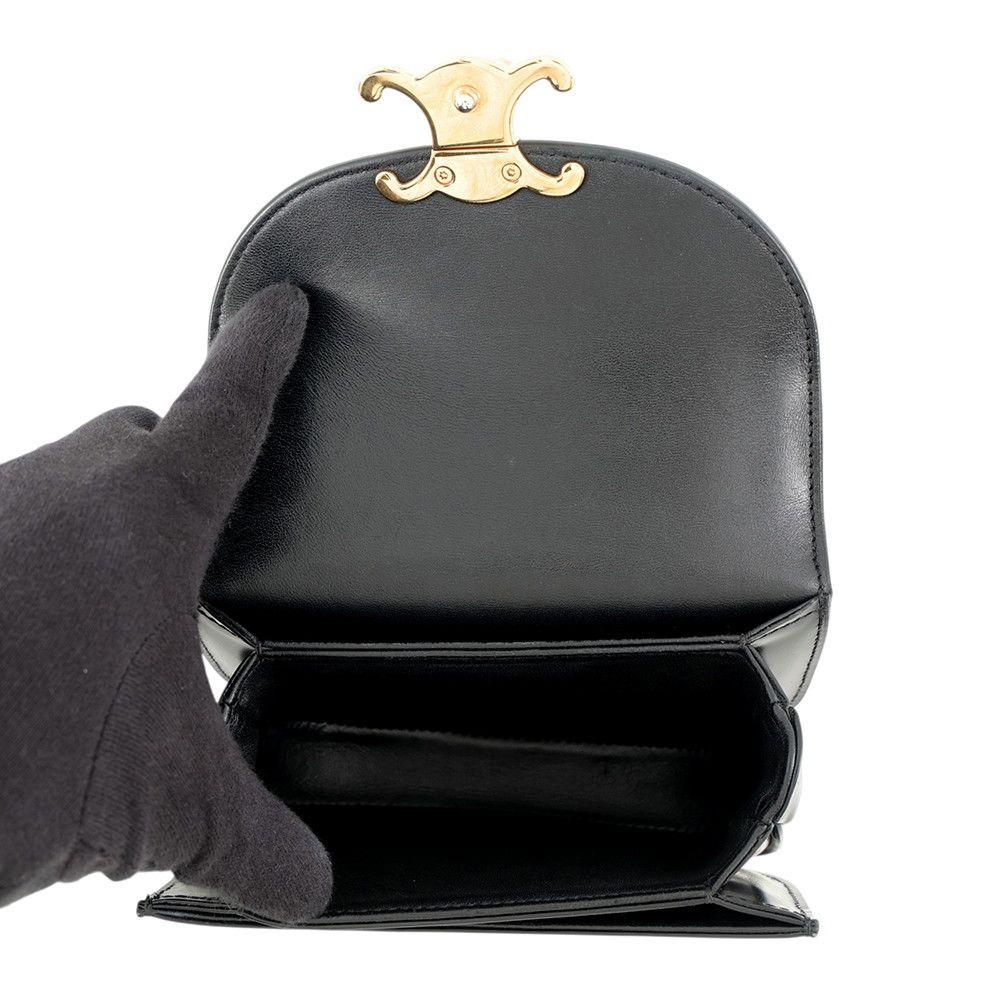 Celine Handbag Bubas Clair Mini Triomphe Leather 2-Way Shoulder Black — view 7