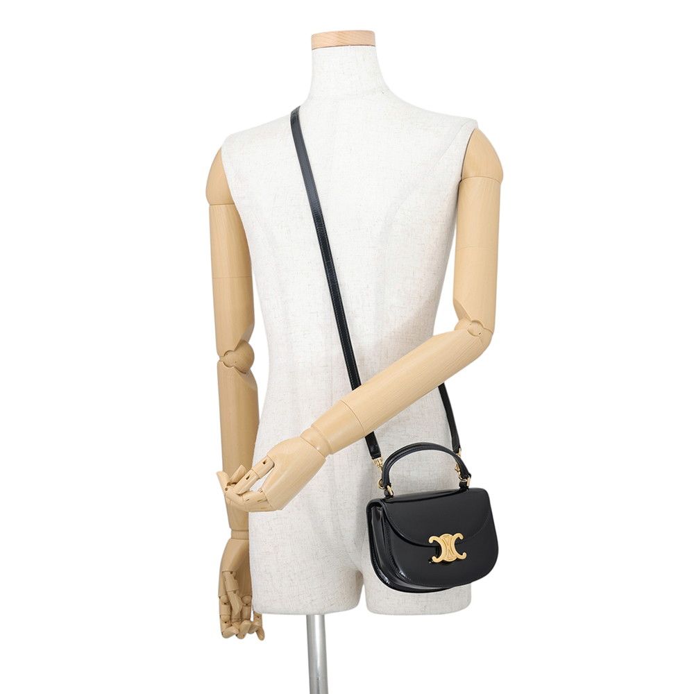Celine Handbag Bubas Clair Mini Triomphe Leather 2-Way Shoulder Black — view 5