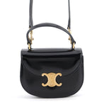 Celine Handbag Bubas Clair Mini Triomphe Leather 2-Way Shoulder Black