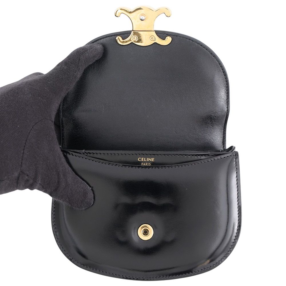 Celine Handbag Bubas Clair Mini Triomphe Leather 2-Way Shoulder Black — view 6