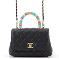 Chanel Handbag CC Logo Quilted Coco Handle XXS Lambskin 2-Way Shoulder Black