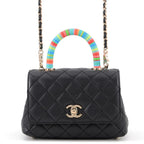 Chanel Handbag CC Logo Quilted Coco Handle XXS Lambskin 2-Way Shoulder Black