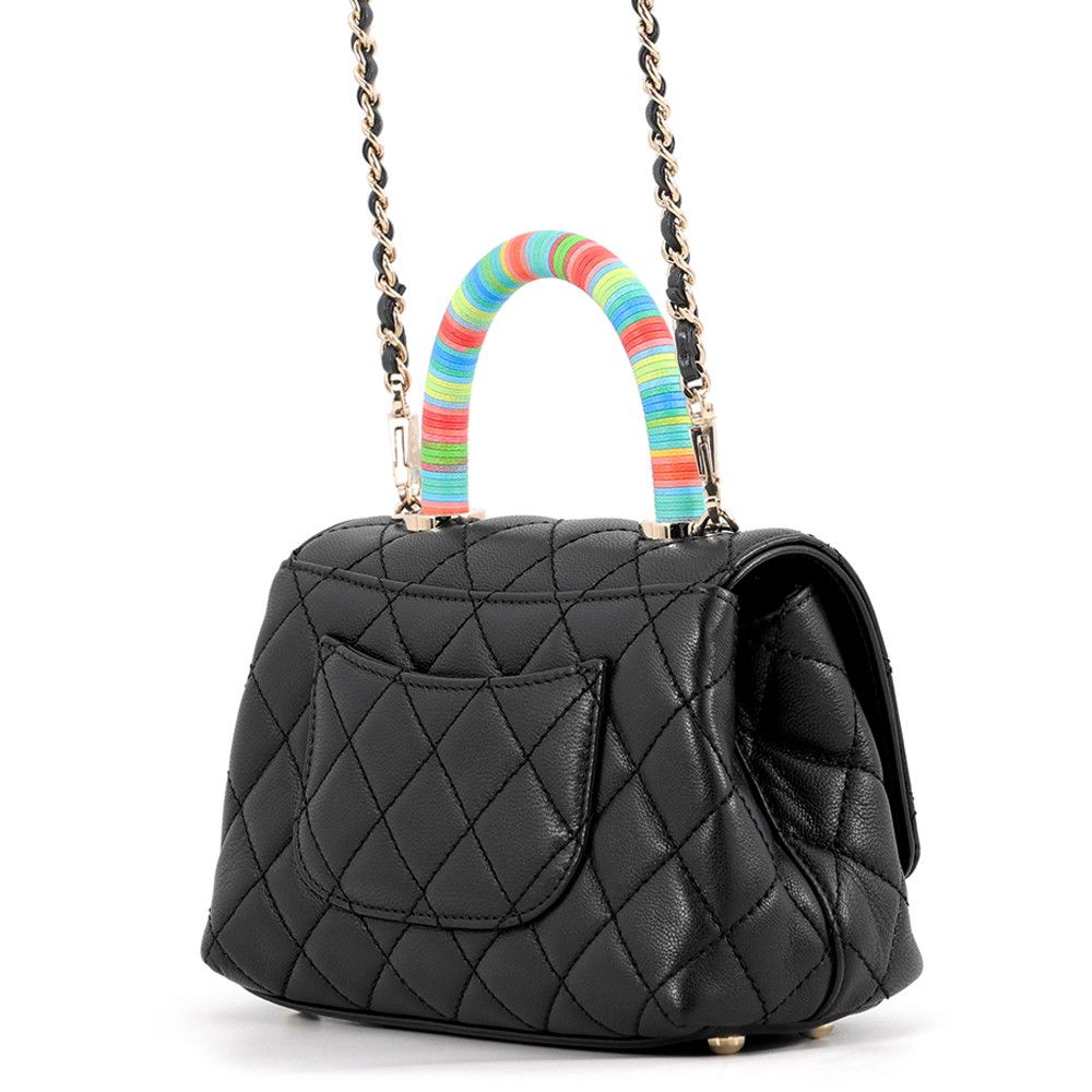 Chanel Handbag CC Logo Quilted Coco Handle XXS Lambskin 2-Way Shoulder Black — view 2