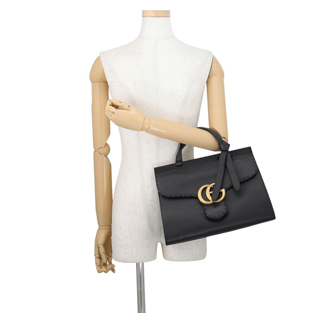 Gucci Handbag GG Marmont Leather Bag 2-Way Shoulder Black — view 4